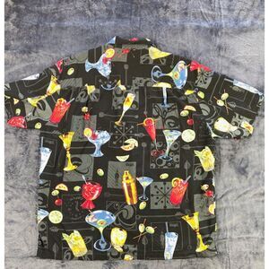 Vintage Paradise Found Hawaiian Shirt Mens L Cocktails Martini Button Up Casual